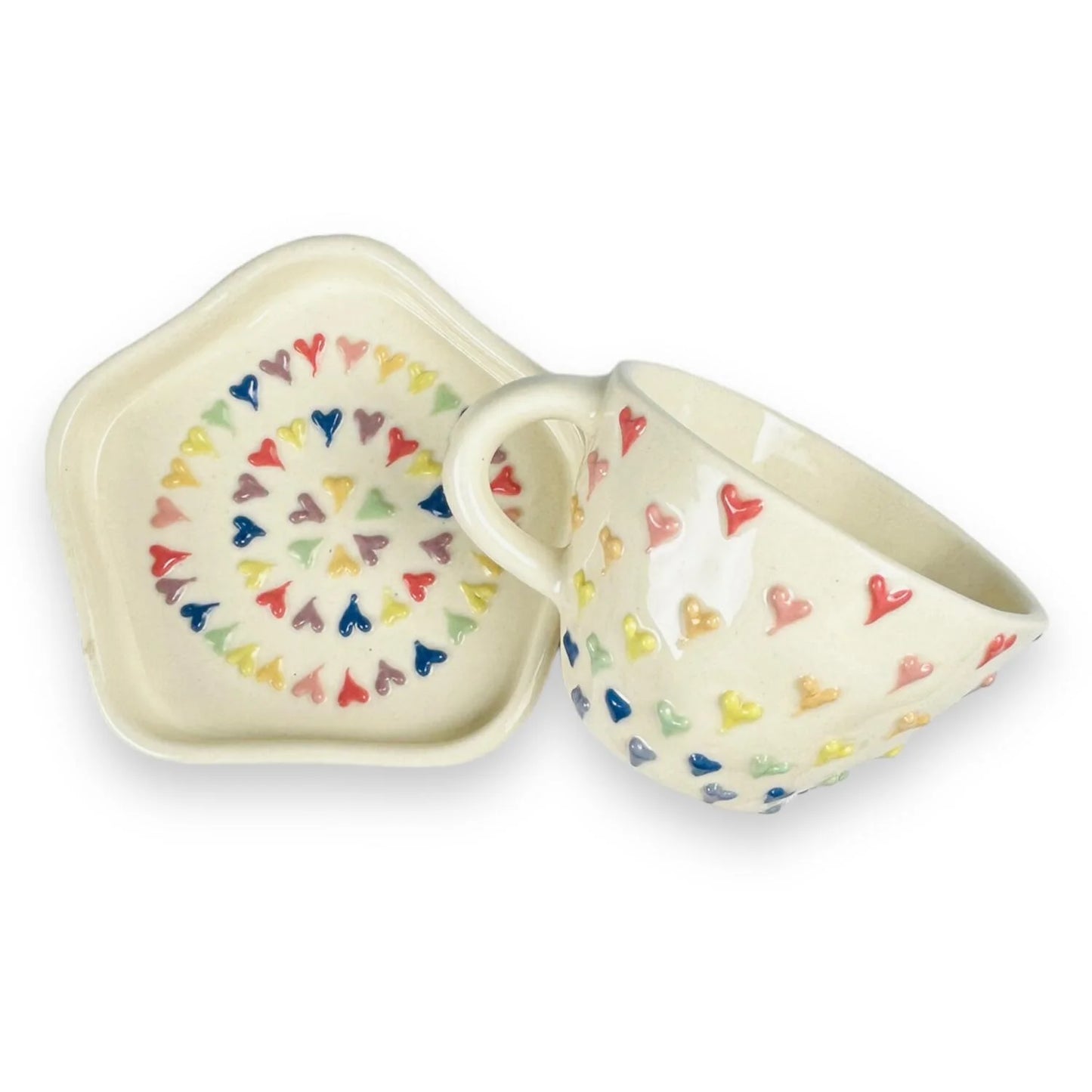 Multi colour heart mug