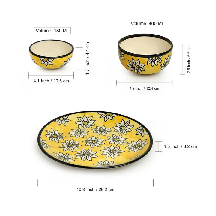 californian sunflowers hand-painted dinner set