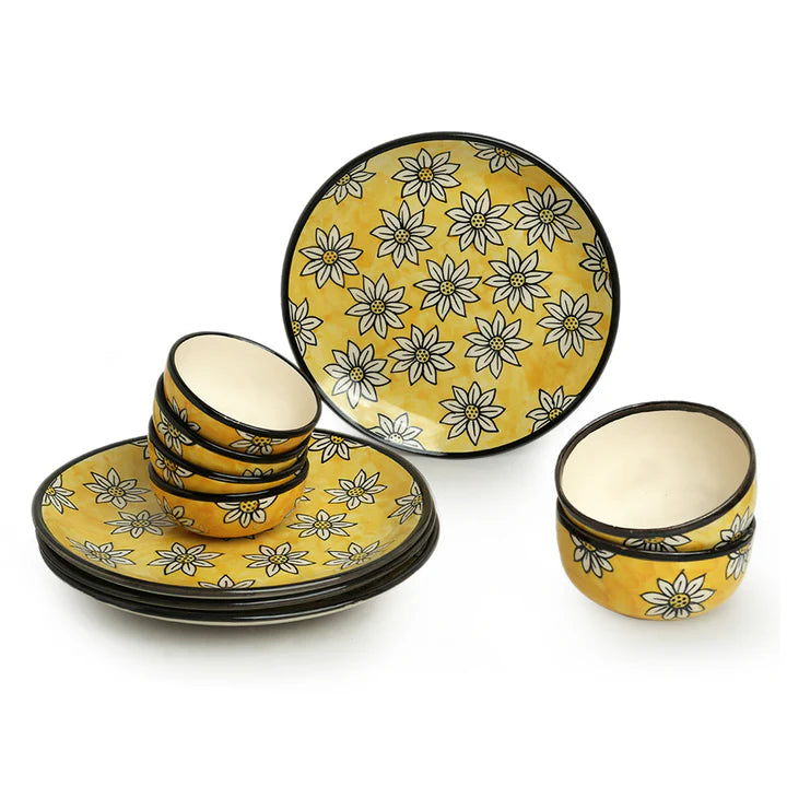 californian sunflowers hand-painted dinner set