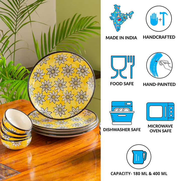californian sunflowers hand-painted dinner set