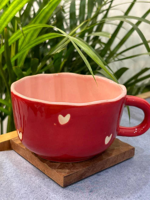 red mug with heart