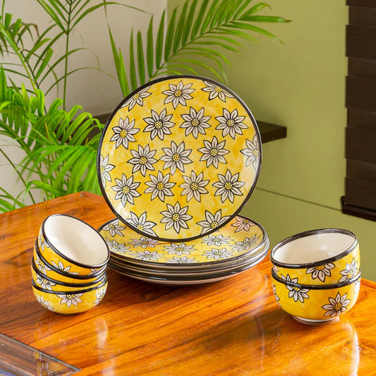 californian sunflowers hand-painted dinner set